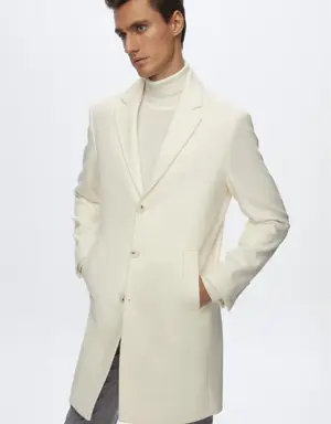 Damat Slim Fit Ekru Kaşmir-Yün Karışımlı Palto