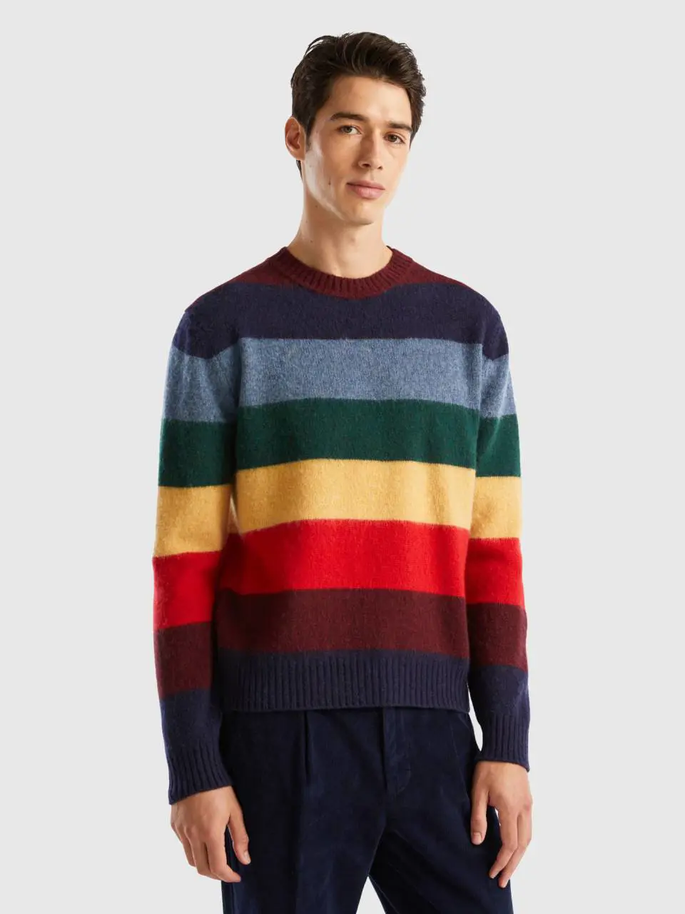 Benetton striped sweater in pure shetland wool. 1