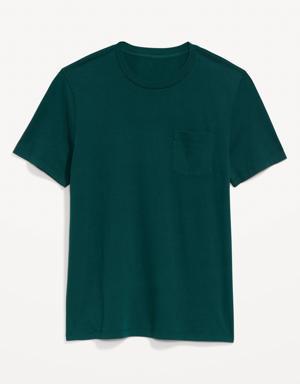 Soft-Washed Chest-Pocket Crew-Neck T-Shirt for Men green