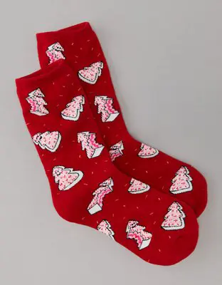 American Eagle Holiday Cakes Crew Sock. 1