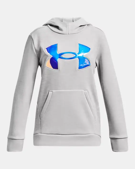 Under Armour Girls' Armour Fleece® Iridescent Big Logo Hoodie. 1