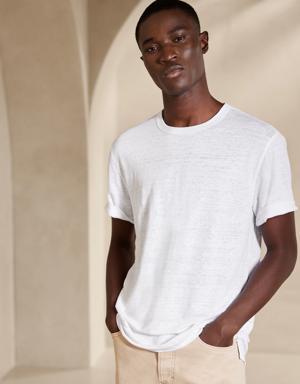 Linen Crew-Neck T-Shirt white