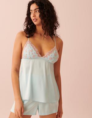 Satin Cami with Embroidery
