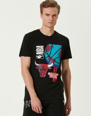 NBA Ball Globe Chicago Bulls Siyah T-shirt
