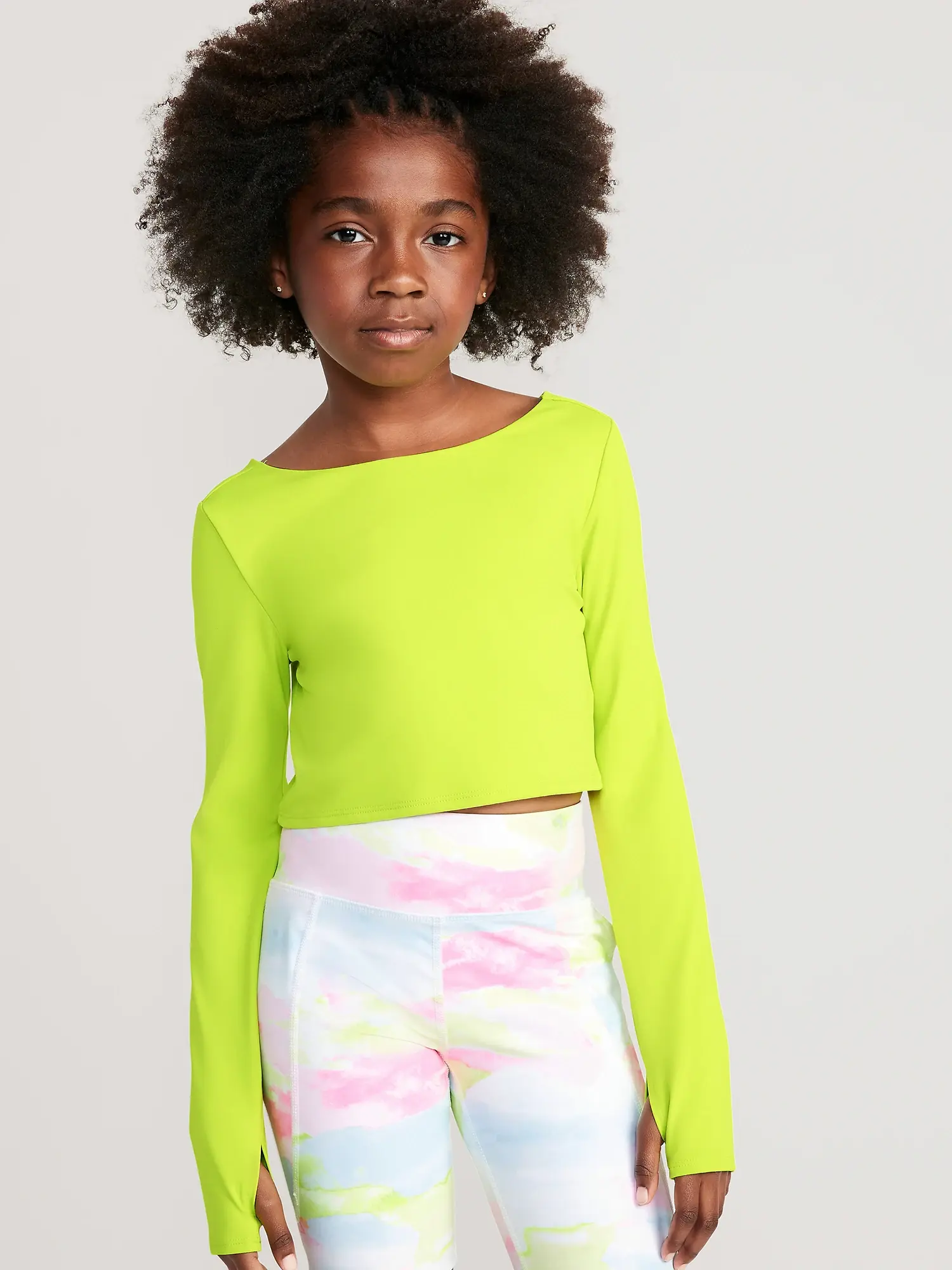 Old Navy - PowerSoft Cropped Twist-Back Performance Top for Girls green