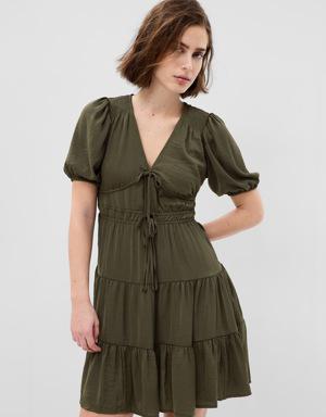 Gap Tie-Front Tiered Mini Dress green