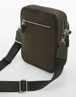 Shoulder bag with leather-effect details 