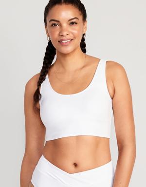 Matching Scoop-Neck Longline Bikini Swim Top for Women white