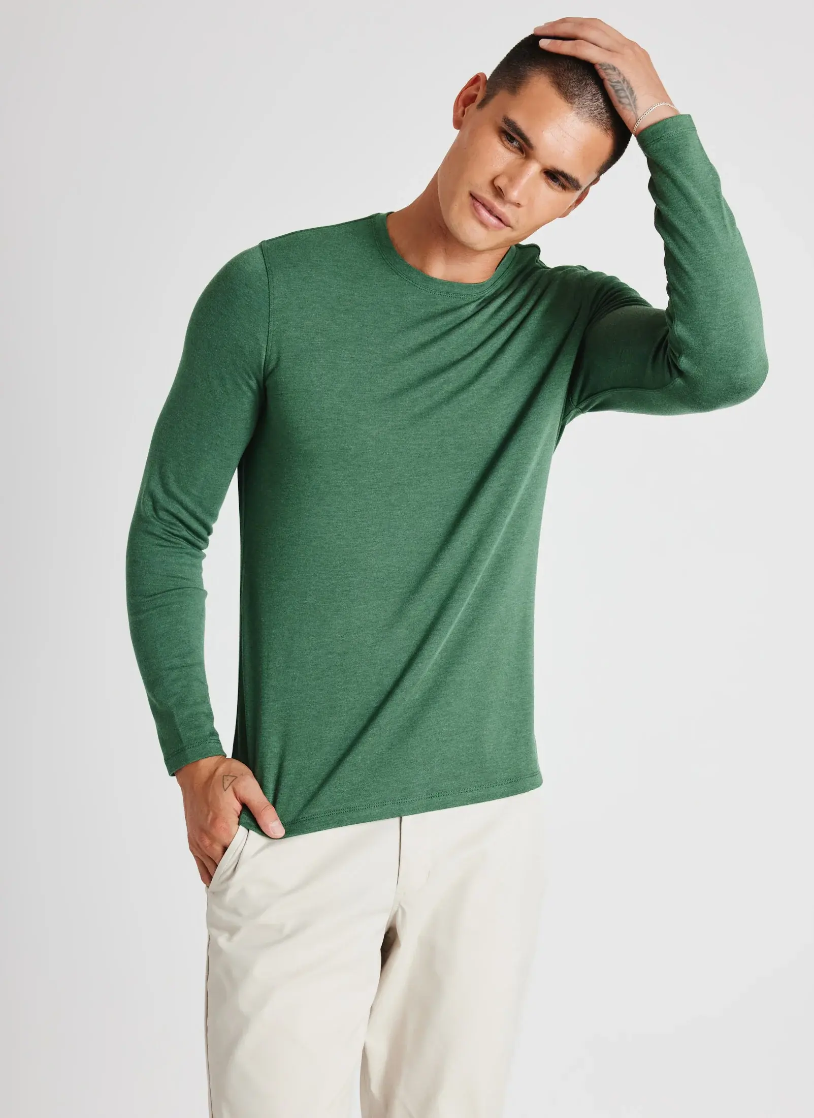 Kit And Ace Upgraded Brushed Long Sleeve Crewneck Tee. 1