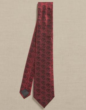 Silk Jacquard Monogram Tie red