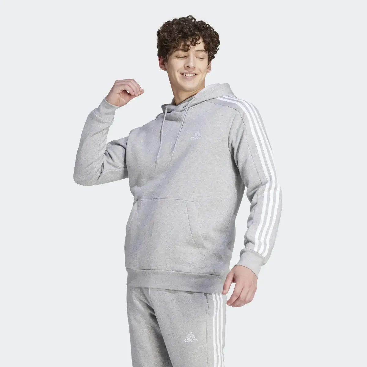 Adidas Sweat-shirt à capuche en molleton à 3 bandes Essentials. 2