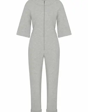 Grey Textured Jumpsuit - 2 / GREY