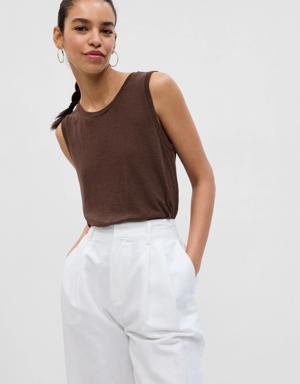 Gap Linen-Blend Shell Tank Top brown