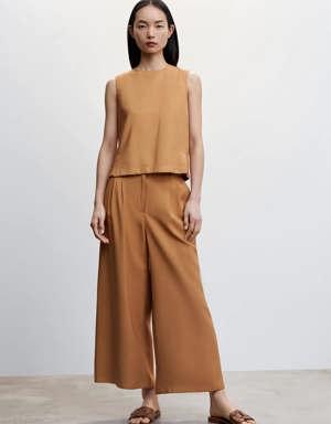 Pleated culottes trousers
