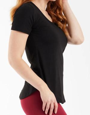 Black - Short Sleeve Tunic Top - XS