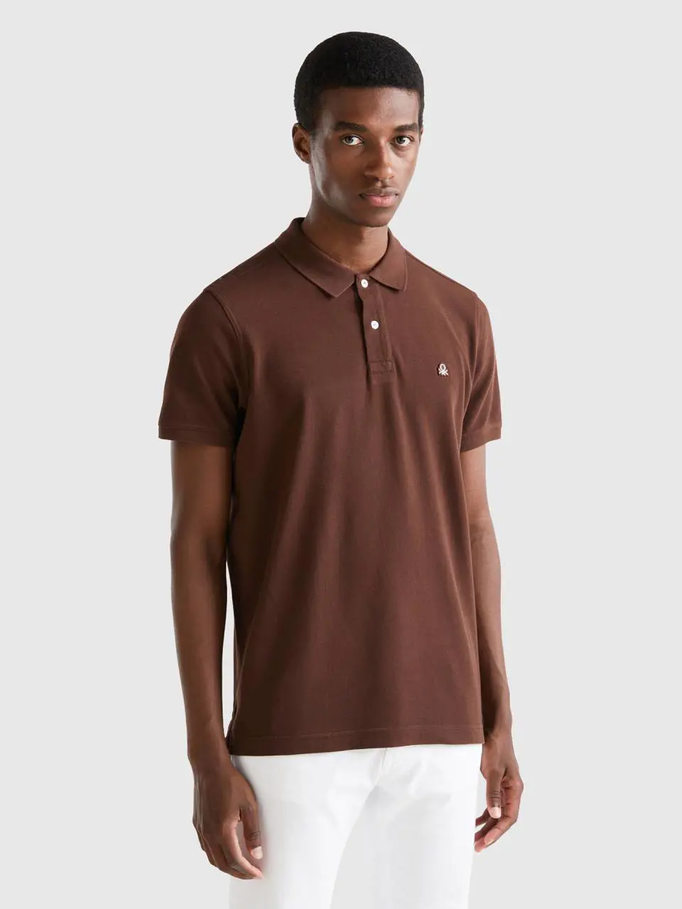 Benetton dark brown regular fit polo. 1