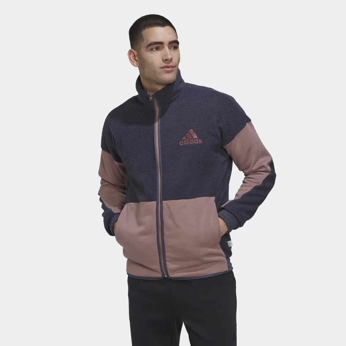 Adidas Colorblock Sherpa Fleece Track Top. 2