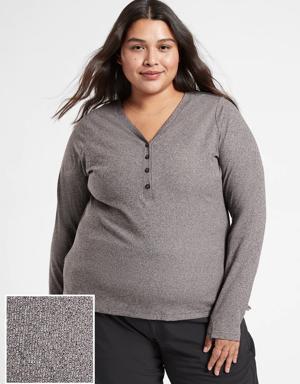 Athleta Uptempo Ribbed Henley Top brown