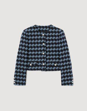 Cropped houndstooth tweed jacket Login to add to Wish list