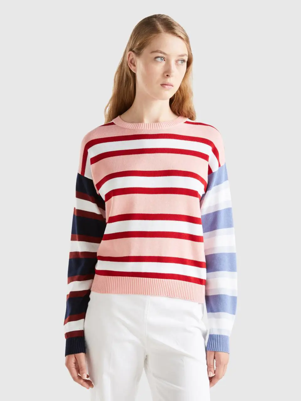 Benetton striped sweater in pure cotton. 1