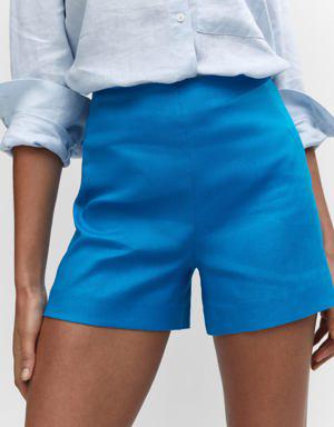 High-waist linen shorts