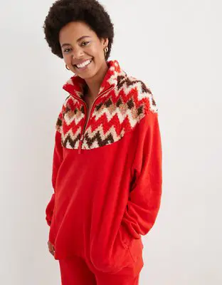 American Eagle Hometown Holiday Quarter Zip Sweatshirt. 1