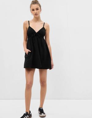 Gauze Tie-Front Mini Dress black