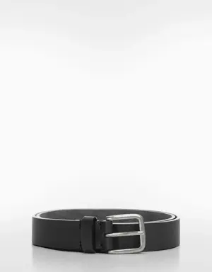 Leather belt with square buckle 