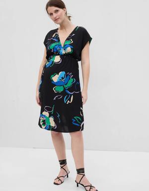 Maternity Tie-Waist Midi Dress multi