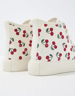 American Eagle Cherry Canvas High-Top Sneaker. 2