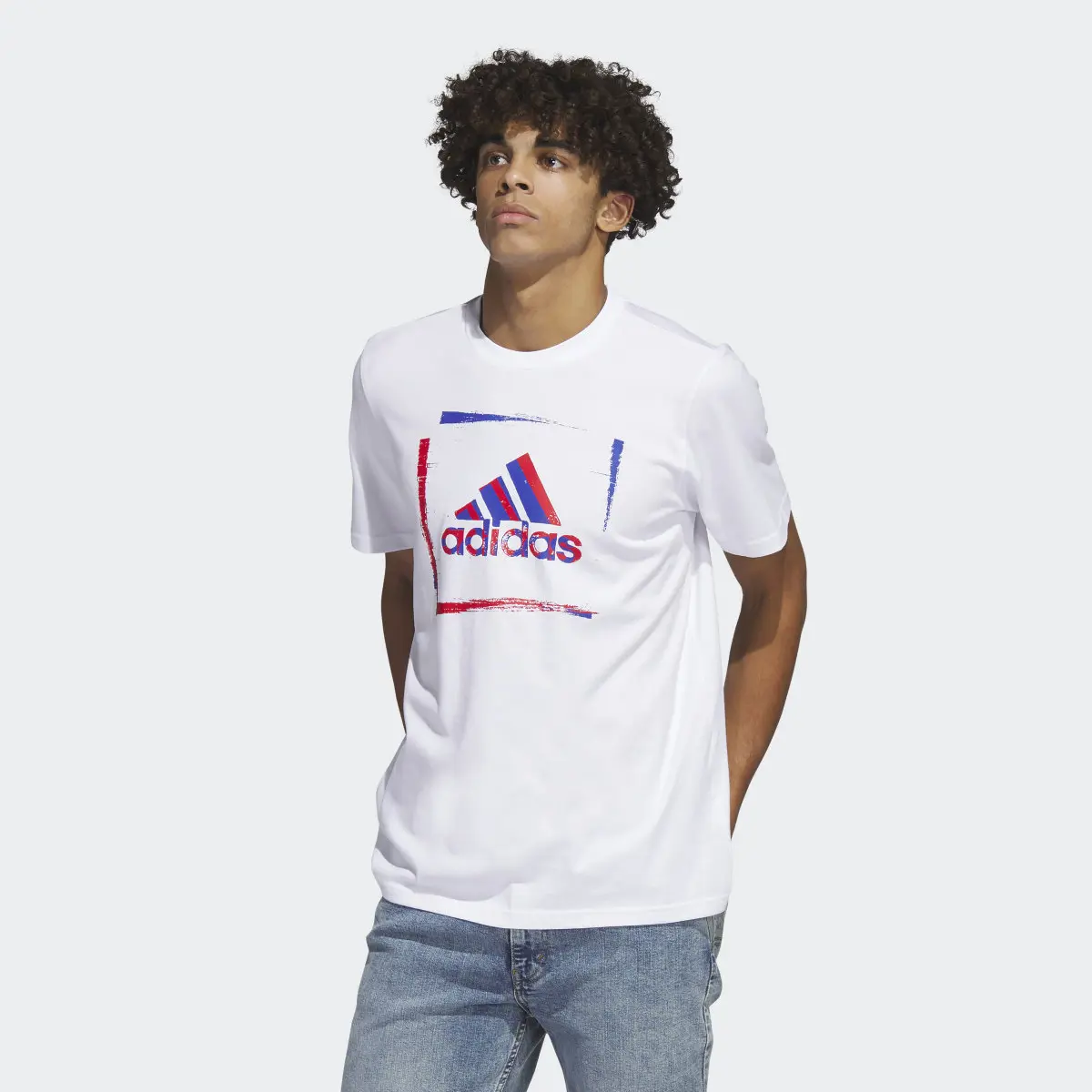 Adidas Two-Tone Stencil Short Sleeve Graphic Tee. 2