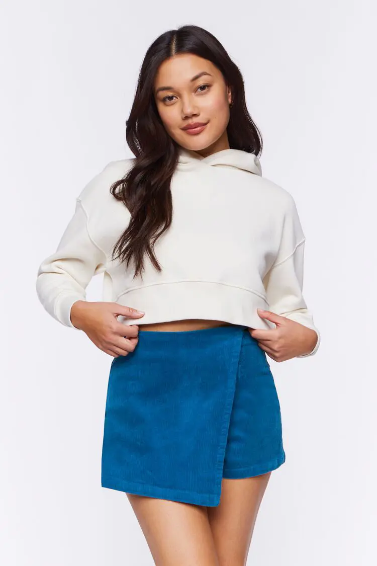 Forever 21 Forever 21 Corduroy High Rise Wrap Skort Teal Blue. 1