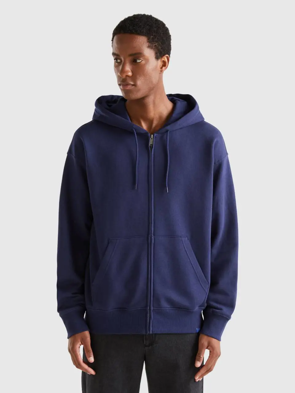 Benetton zip-up hoodie in cotton. 1