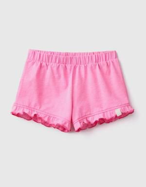 shorts in recycled fabric with ruffles