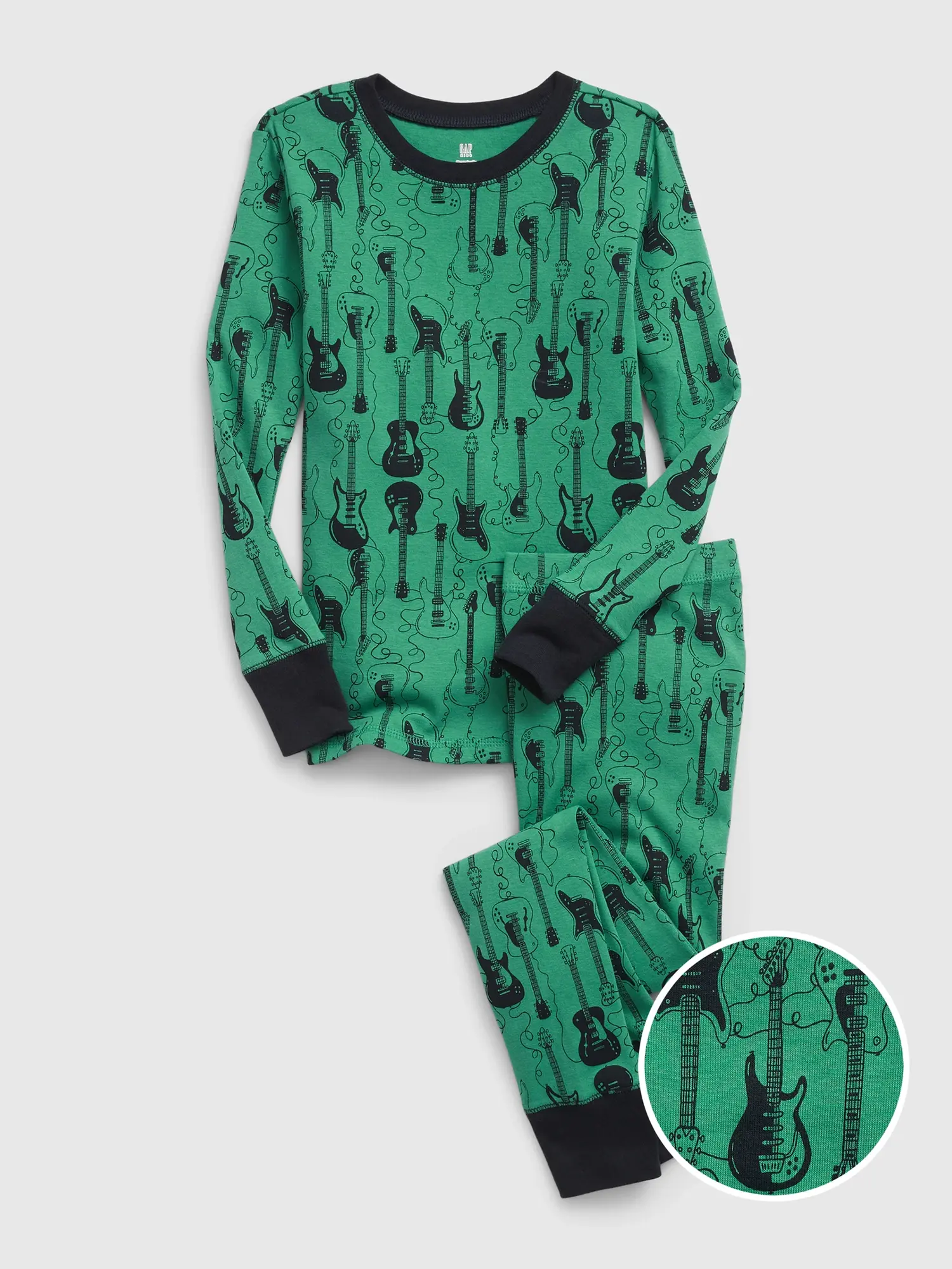 Gap Kids 100% Organic Cotton Guitar PJ Set green. 1