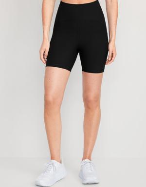 Extra High-Waisted PowerLite Lycra® ADAPTIV Biker Shorts for Women -- 6-inch inseam black