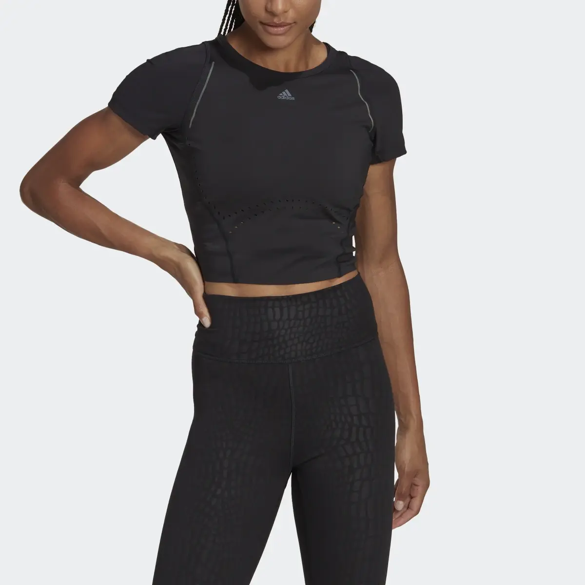 Adidas HIIT 45 Seconds Crop Tee. 1