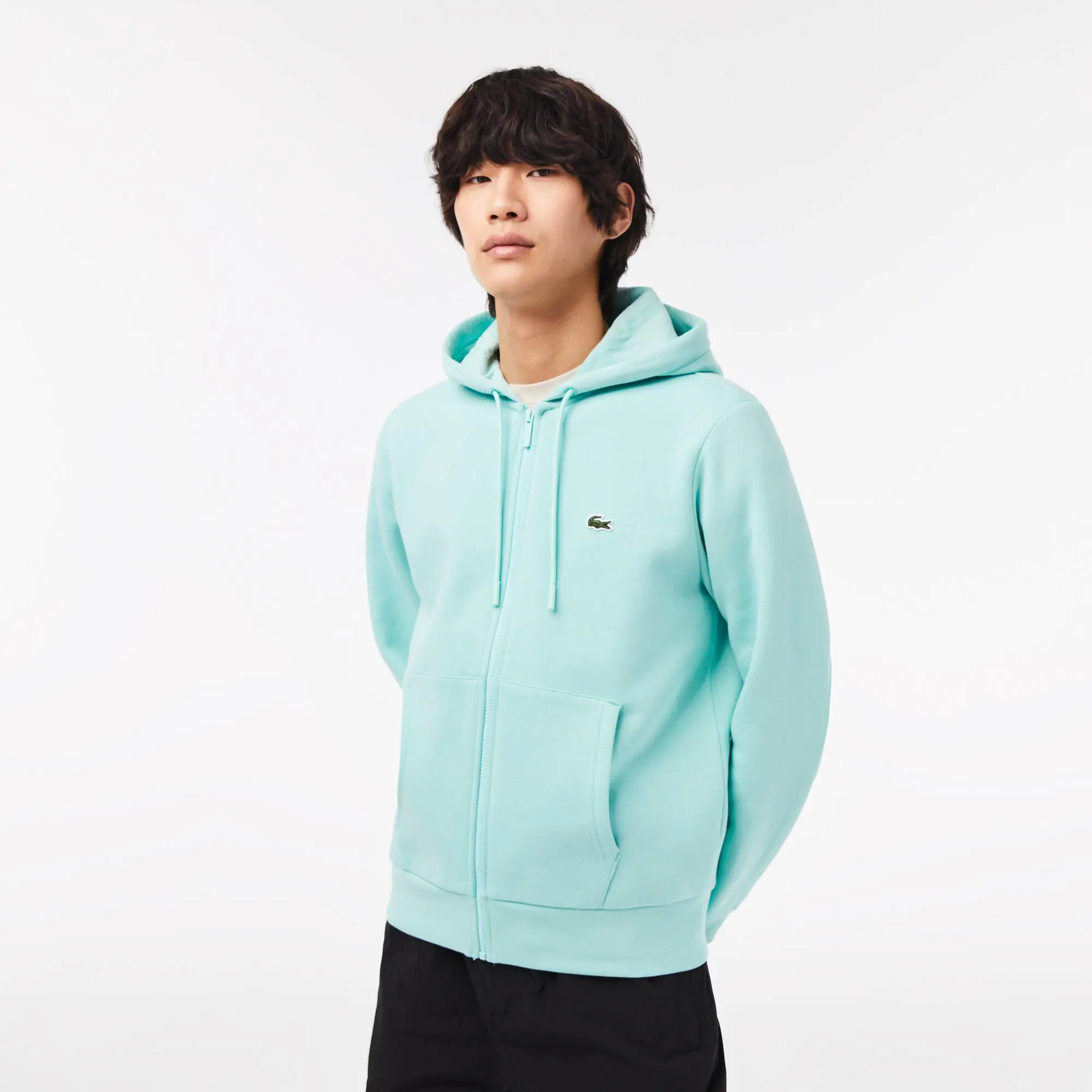 Lacoste Men's Kangaroo Pocket Zip-Up Fleece Hoodie. 1 Lacoste Men's Kangaroo Pocket Zip-Up Fleece Hoodie. 1