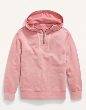 French Terry Quarter-Zip Utility Hoodie for Boys pink