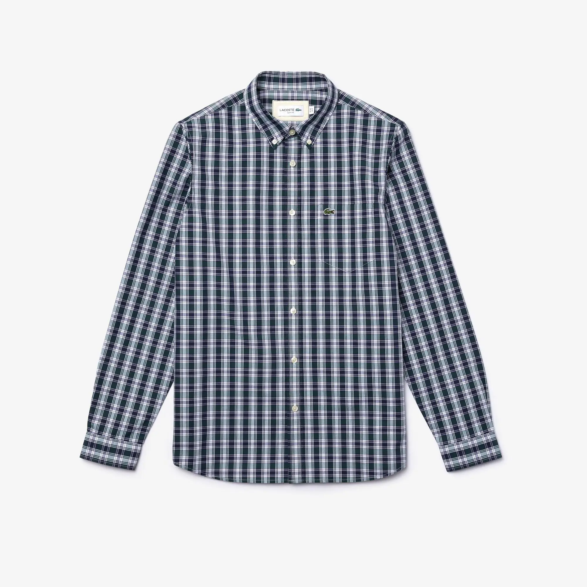 Lacoste Men's Slim Fit Checkered Cotton Poplin Shirt. 2