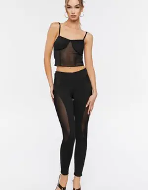 Forever 21 Ribbed Mesh Cutout Leggings Black