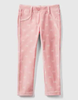 pink jeggings with bow print