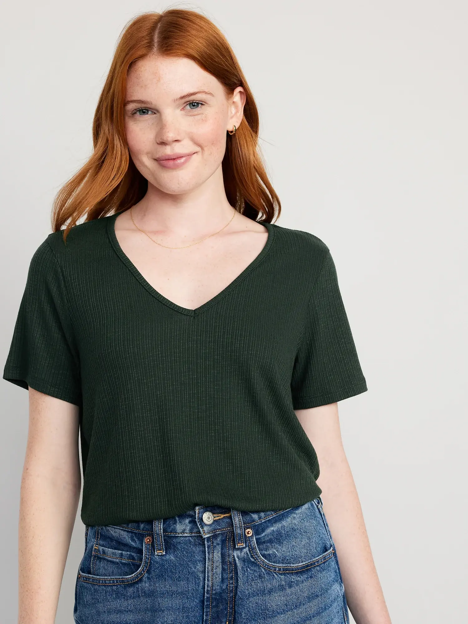 Old Navy Luxe Slub-Knit T-Shirt green. 1