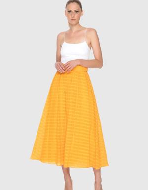 Belted Midi Orange Skirt