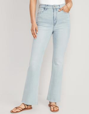 Higher High-Waisted Cut-Off Flare Jeans for Women blue