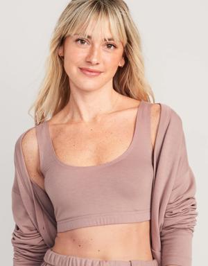 Fleece Lounge Bralette Top for Women pink