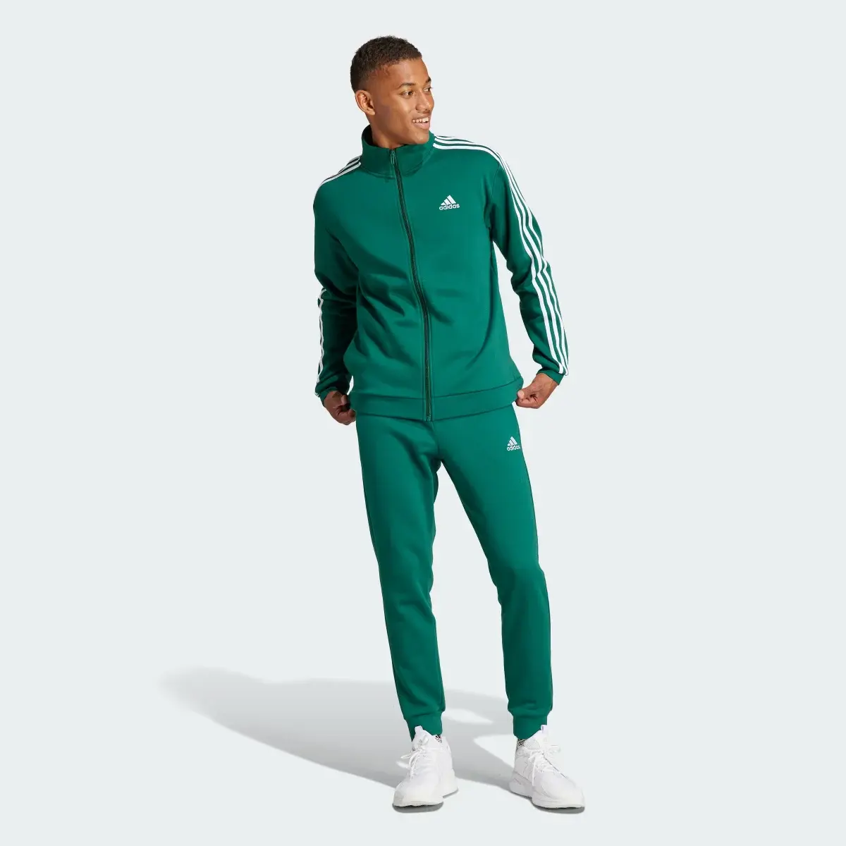 Adidas Basic 3-Stripes Fleece Track Suit. 2