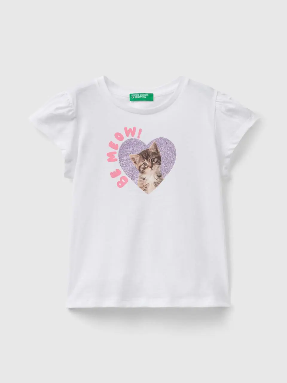 Benetton t-shirt with photo print and glitter. 1