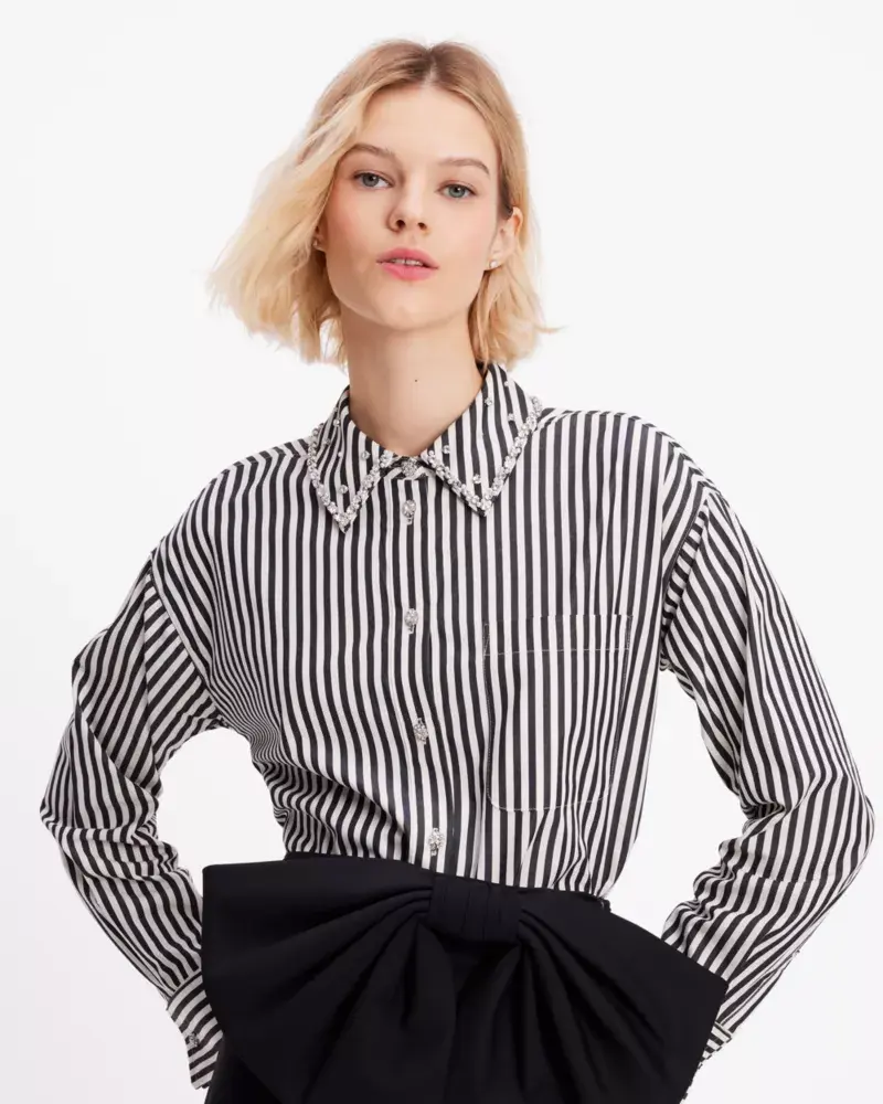 Kate Spade Acrobat Stripe Embellished Shirt. 2