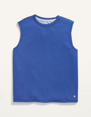 Go-Dry Cool Two-Tone Textured-Knit Performance Tank Top for Boys blue